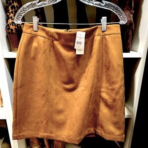 NWT Ann Taylor faux-suede tan mini skirt size 8